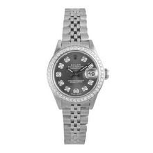 Afbeelding in Gallery-weergave laden, Rolex Datejust 26 mm grijs diamanten wijzerplaat roestvrij staal horloge
