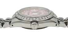 Afbeelding in Gallery-weergave laden, Rolex Datejust 26 mm roze parelmoer 2004 diamanten wijzerplaat roestvrij staal horloge 79174