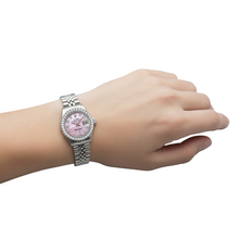 Afbeelding in Gallery-weergave laden, Rolex Datejust 26 mm roze parelmoer 2004 diamanten wijzerplaat roestvrij staal horloge 79174 P2