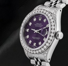 Afbeelding in Gallery-weergave laden, Rolex Datejust 26mm 6916 Paarse Diamanten Wijzerplaat Jubilee-armband Roestvrij Staal Horloge