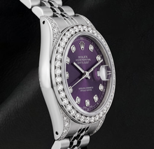 Afbeelding in Gallery-weergave laden, Rolex Datejust 26mm 6916 Paarse Diamanten Wijzerplaat Jubilee-armband Roestvrij Staal Horloge