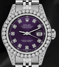 Afbeelding in Gallery-weergave laden, Rolex Datejust 26mm 6916 Paarse Diamanten Wijzerplaat Jubilee-armband Roestvrij Staal Horloge