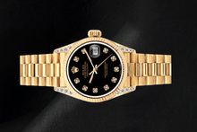 Afbeelding in Gallery-weergave laden, Rolex Datejust 26mm 69178 Zwarte Diamanten Wijzerplaat Geelgoud Horloge 18K
