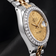 Afbeelding in Gallery-weergave laden, Rolex Datejust 26mm 6917 Champagne Romeinse Wijzerplaat Diamanten Lunette Tweekleurig Horloge