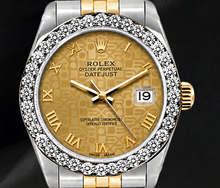 Afbeelding in Gallery-weergave laden, Rolex Datejust 26mm 6917 Champagne Romeinse Wijzerplaat Diamanten Lunette Tweekleurig Horloge