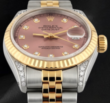 Afbeelding in Gallery-weergave laden, Rolex Datejust 26mm 6917 Zalmkleurige Diamanten Wijzerplaat Tweekleurig Horloge
