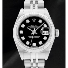 Afbeelding in Gallery-weergave laden, Rolex Datejust 26 mm Zwarte Diamanten Wijzerplaat Bouwjaar 2002 Dameshorloge