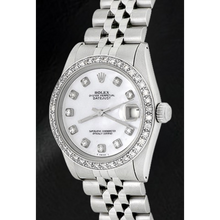 Afbeelding in Gallery-weergave laden, Rolex Datejust 31 mm Wit parelmoer diamanten wijzerplaat roestvrij staal horloge