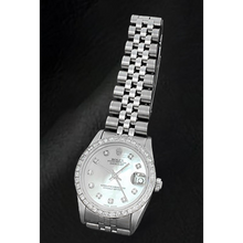 Afbeelding in Gallery-weergave laden, Rolex Datejust 31 mm Wit parelmoer diamanten wijzerplaat roestvrij staal horloge