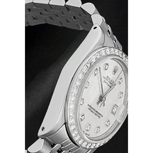 Afbeelding in Gallery-weergave laden, Rolex Datejust 31 mm Wit parelmoer diamanten wijzerplaat roestvrij staal horloge