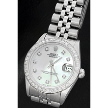 Afbeelding in Gallery-weergave laden, Rolex Datejust 31 mm Wit parelmoer diamanten wijzerplaat roestvrij staal horloge
