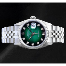 Afbeelding in Gallery-weergave laden, Rolex Datejust 36 mm Groen Diamant Wijzerplaat Roestvrijstalen Horloge