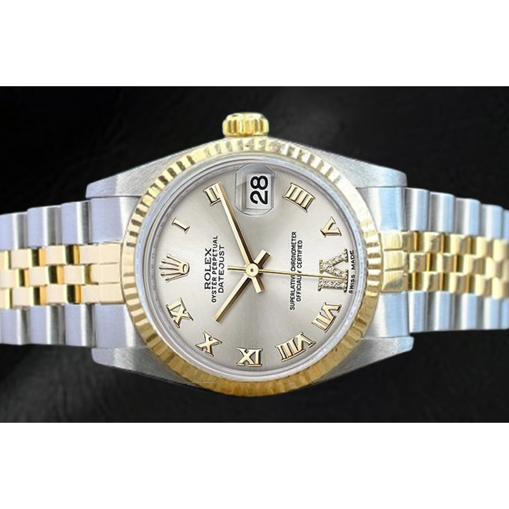 Rolex Datejust 36 mm Zilveren Romeinse Wijzerplaat Two Tone Horloge