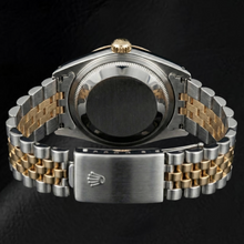 Afbeelding in Gallery-weergave laden, Rolex Datejust 36 mm horloge met witte wijzerplaat en diamanten, tweekleurig ontwerp