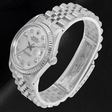 Afbeelding in Gallery-weergave laden, Rolex Datejust 36 mm wit parelmoeren diamanten wijzerplaat roestvrij staal horloge