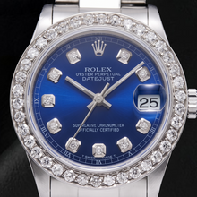 Afbeelding in Gallery-weergave laden, Rolex Datejust 68240 31mm Blauwe Diamanten Wijzerplaat Roestvrij Staal Horloge
