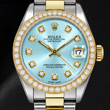 Afbeelding in Gallery-weergave laden, Rolex Datejust 6824 31mm IJsblauwe Diamanten Wijzerplaat Tweekleurig Horloge