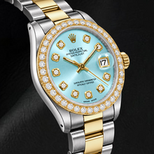 Afbeelding in Gallery-weergave laden, Rolex Datejust 6824 31mm IJsblauwe Diamanten Wijzerplaat Tweekleurig Horloge