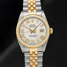 Afbeelding in Gallery-weergave laden, Rolex Datejust 6824 31mm Wit Parelmoer Romeinse Diamanten Wijzerplaat Tweekleurig Jubilee-armband Horloge