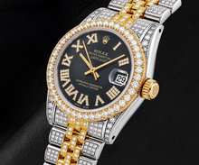 Afbeelding in Gallery-weergave laden, Rolex Datejust 68273 31mm Zwarte Romeinse Diamanten Wijzerplaat Tweekleurig Horloge