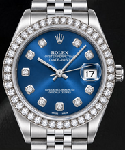 Afbeelding in Gallery-weergave laden, Rolex Datejust 68274 31mm Blauwe Diamanten Wijzerplaat Roestvrij Staal Horloge