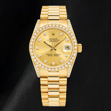 Afbeelding in Gallery-weergave laden, Rolex Datejust 68278 31mm Champagne Diamanten Wijzerplaat President-band Geelgoud Horloge