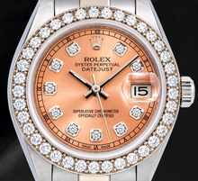 Afbeelding in Gallery-weergave laden, Rolex Datejust 69160 26mm Zalmkleurige Diamanten Wijzerplaat Roestvrij Staal Oyster-armband Horloge