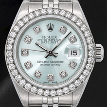 Afbeelding in Gallery-weergave laden, Rolex Datejust 6916 26mm Blauwe Diamanten Wijzerplaat Roestvrij Staal Horloge