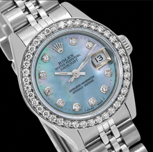 Afbeelding in Gallery-weergave laden, Rolex Datejust 6916 26mm Blauw Parelmoer Diamanten Wijzerplaat Roestvrij Staal Horloge