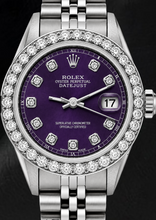Afbeelding in Gallery-weergave laden, Rolex Datejust 6916 26mm Paarse Diamanten Wijzerplaat Roestvrij Staal Horloge