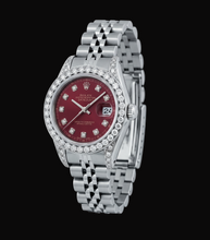 Afbeelding in Gallery-weergave laden, Rolex Datejust 6916 26mm Rode Diamanten Wijzerplaat Diamanten Lunette Roestvrij Staal Horloge