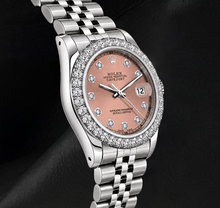 Afbeelding in Gallery-weergave laden, Rolex Datejust 6916 26mm Zalmkleurige Diamanten Wijzerplaat Roestvrij Staal Horloge