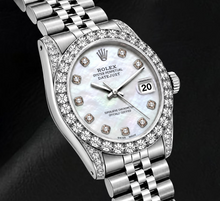 Afbeelding in Gallery-weergave laden, Rolex Datejust 6916 26mm Witte Parelmoer Diamanten Wijzerplaat Roestvrij Staal Horloge