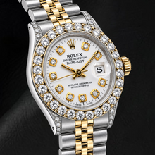Afbeelding in Gallery-weergave laden, Rolex Datejust 69173 26mm Witte Diamanten Wijzerplaat Tweekleurig Horloge