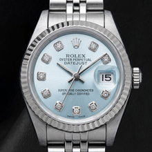 Afbeelding in Gallery-weergave laden, Rolex Datejust 69174 26mm Blauwe Diamanten Wijzerplaat Roestvrij Staal Horloge
