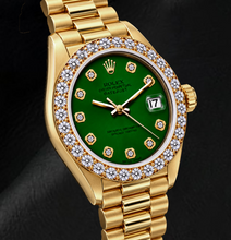 Afbeelding in Gallery-weergave laden, Rolex Datejust 69178 26mm Groene Diamanten Wijzerplaat Geelgoud Horloge