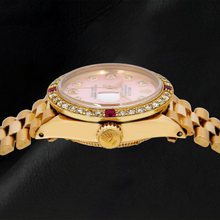 Afbeelding in Gallery-weergave laden, Rolex Datejust 69178 26mm Roze Diamanten Wijzerplaat Geelgoud President-band Horloge