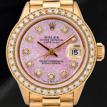 Afbeelding in Gallery-weergave laden, Rolex Datejust 69178 26mm Roze Jubileum Diamanten Wijzerplaat Geelgoud President-band Horloge