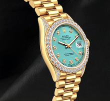 Afbeelding in Gallery-weergave laden, Rolex Datejust 69178 26mm Turkooizen Diamanten Wijzerplaat Geelgoud President Band 18K Horloge