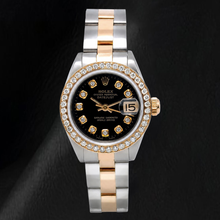 Afbeelding in Gallery-weergave laden, Rolex Datejust 6917 26mm Zwarte Diamanten Wijzerplaat Tweekleurig Horloge