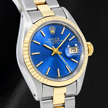Afbeelding in Gallery-weergave laden, Rolex Datejust 6917 26mm Tweekleurig Horloge met Blauwe Wijzerplaat met Streepindexen