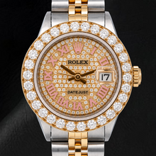 Afbeelding in Gallery-weergave laden, Rolex Datejust 6917 26mm Romeinse Gepaveerde Diamanten Wijzerplaat Tweekleurig Horloge