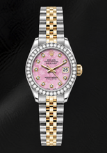 Afbeelding in Gallery-weergave laden, Rolex Datejust 6917 26mm Roze Bloemenmotief Diamanten Wijzerplaat Tweekleurig Horloge