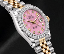 Afbeelding in Gallery-weergave laden, Rolex Datejust 6917 26mm Roze Bloemenmotief Diamanten Wijzerplaat Tweekleurig Horloge