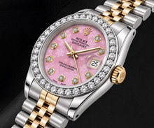 Afbeelding in Gallery-weergave laden, Rolex Datejust 6917 26mm Roze Bloemenmotief Diamanten Wijzerplaat Tweekleurig Horloge
