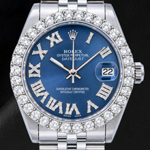 Afbeelding in Gallery-weergave laden, Rolex Datejust 78274 31mm Blauwe Romeinse Diamanten Wijzerplaat Roestvrij Staal Jubilee-armband