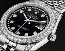 Afbeelding in Gallery-weergave laden, Rolex Datejust Zwarte Diamanten Wijzerplaat met Diamantsnoer 26 mm Roestvrij Staal 6916 Horloge