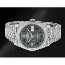 Afbeelding in Gallery-weergave laden, Rolex Datejust Grey Wimbledon Romeinse wijzerplaat 36mm roestvrij staal horloge