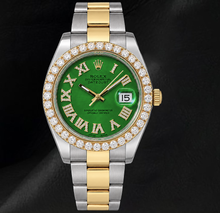 Afbeelding in Gallery-weergave laden, Rolex Datejust II 41mm 116333 Groene Romeinse Diamanten Wijzerplaat Tweekleurig Horloge