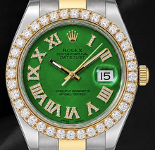 Afbeelding in Gallery-weergave laden, Rolex Datejust II 41mm 116333 Groene Romeinse Diamanten Wijzerplaat Tweekleurig Horloge